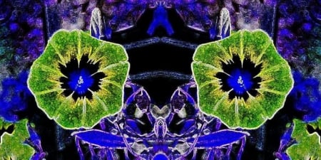 MORNING GLORY MIRROR - BLUE, ABSTRACT, FLOWERS, GREEN