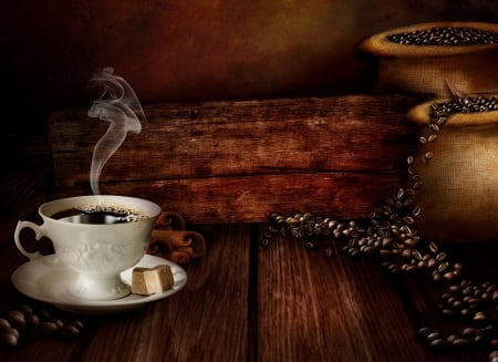 Coffee - drink, drinks, coffee, coffee beans, wood, brown, cup