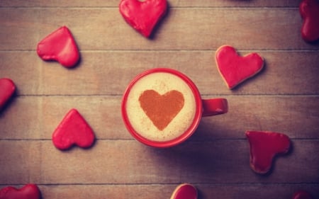 Cappuccino - drink, drinks, heart, coffee, mug, cappuccino, love, cup