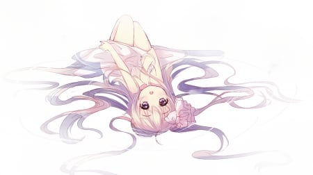 And Who Are U ? - pretty, anime, female, dress, long hair, pink eyes, nice, pink hair, anime girl, water, beautiful, beauty, cool, sweet, flower, smile, awesome, lights, cute