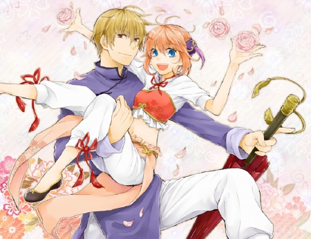 Okita & Kagura - gintama, couple, anime, sword, manga