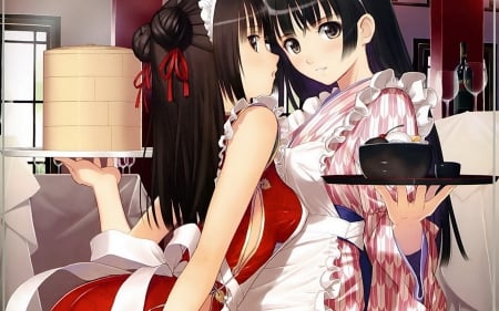 Chinese Maid - girls, pretty, long hair, oriental, apron, maid, orginal, tony taka