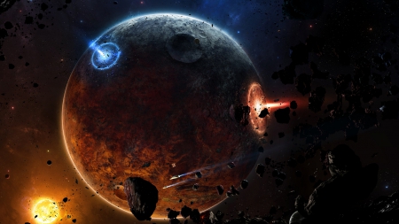 Daemon - asteroids, planets, galaxy, comets, space, moons