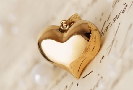 *With Love* - heart, pearls, forever, pendant, letter, happy valentine, love, gold heart, paper