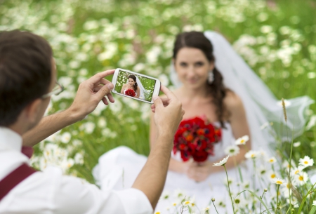 Love - wedding, flowers, bouquet, love, bride, lady, field of flowers, lovely, female, woman