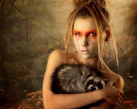 Artistic woman - face, makeup, animal, woman