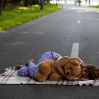 Girl and teddy bear