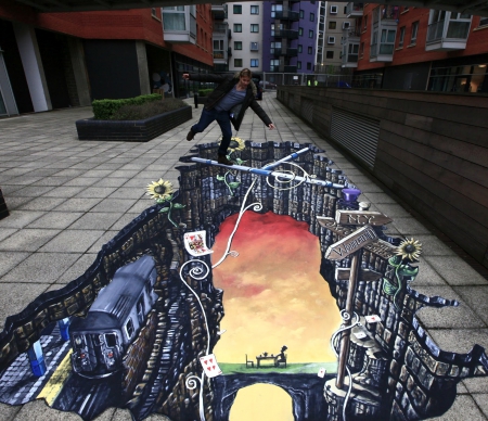 Cool Street Art - falling, doomsday, leg, sky