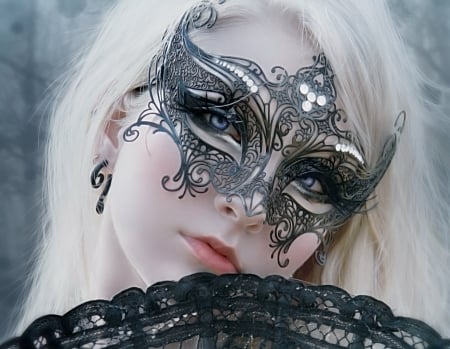 Mask - pretty, black, fantasy, mask, fan, face, gothic, masks