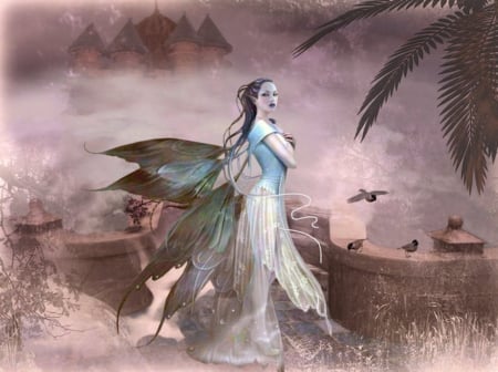 FAIRY ELF - WINGS, ELF, DRESS, FAIRY, FEMALE, CASTLE