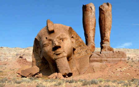 Ramses II Statue in a Natural State, Egypt - Historic, Statue, Ancient, Egypt