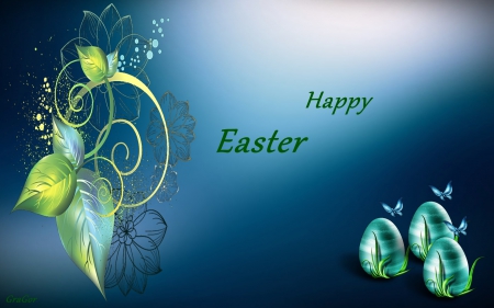 Happy Easter - eggs, holidays, happy easter, decoration, butterflies