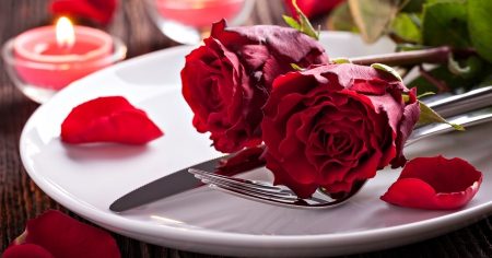 *** With love *** - love, roses, m, petals, red, red passion, flowers, redheads, plate, red roses, o