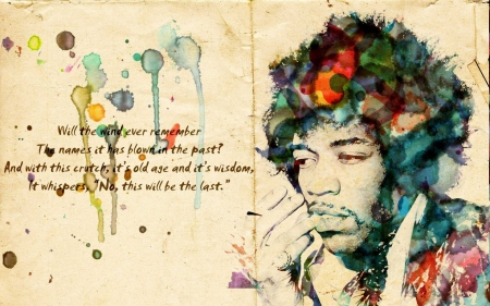 Jimi-Hendrix - text-, artwork, music, color, singer, guitarist