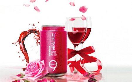 Love drinks - rose, love, can, glass