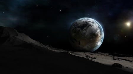 July 21 1969 - space, moon, landscape, earth, 3D, galaxy