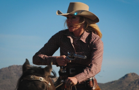 Cowgirls Ride - pretty, female, actors, guns, hats, fashion, western, cowgirls, style, outdoors, rodeo, horses, model, ranch, famous