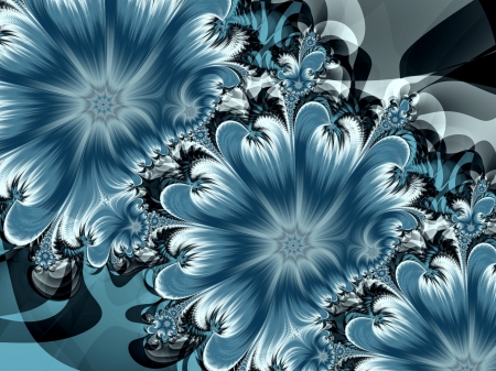 Flowers - abstract, flowers, blue, 3d