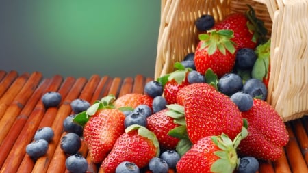 Strawberries and Blueberries - strawberry and blueberry, strawberry, berry, strawberries, strawberries and blueberries, blueberry, berries, blueberries