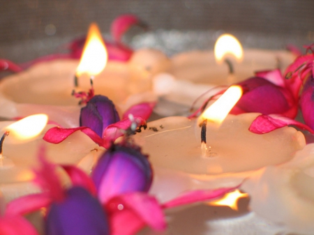 *Petals And Candles* - flowers, lifestyle, beauty, candles, petals, light