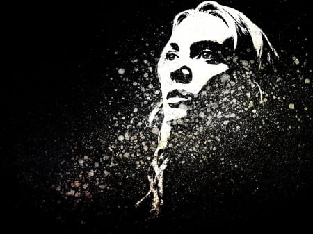 art - white, woman, face, spray, bw, black, creative