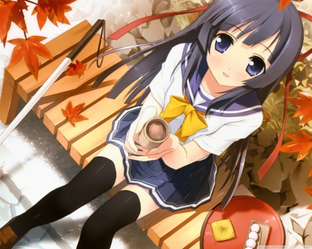 anime girl having breakfast - aki, anime, breakfast, girl