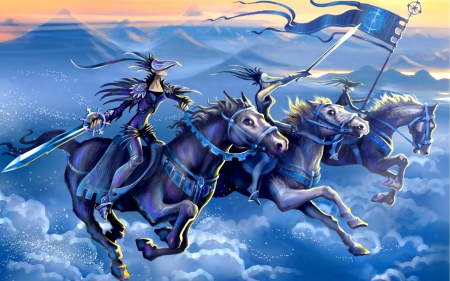 THE WAR has BEGUN - horses, warrior, game, flag