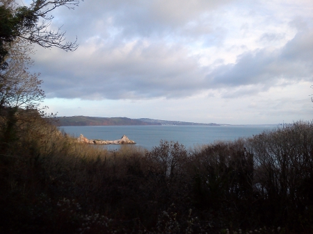 Anstey's Cove, from Bishops Walk - torquay, ocean, sky, woods, water, devon