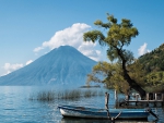 volcano at lake atitlan in guatamala