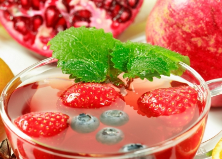 Berries drink - berries, strawberries, cups, strawberry, Drink, berry, Drinks, cup