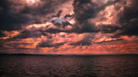 gorgeous cloudy sky hdr - sky, pink, clouds, sea, hdr