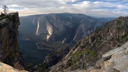 glorious mountain scape - mountains, valley, trees, overlook