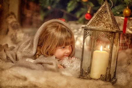 Little Lady - pretty, little lady, candle, girl, sweet, child, christmas, lady, magic christmas, lights, cute, xmas, merry christmas