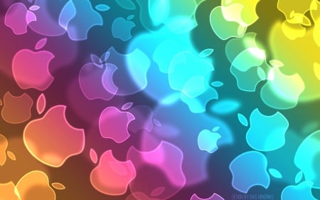 Apple rainbowed - bokeh, rainbow, spectrum, blur, colors, apple, mac, logo