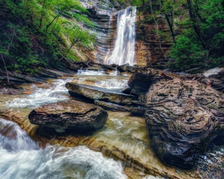 Waterfalls - forests, waterfalls, nature, rocks