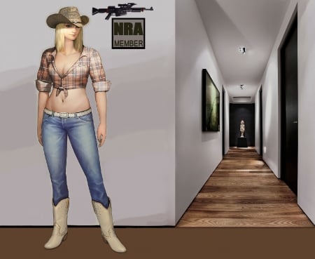 Cowgirl Pose - fun, famous, jeans, cowgirls, hats, boots, drawing, rodeo, western, art, 3d, anime, guns