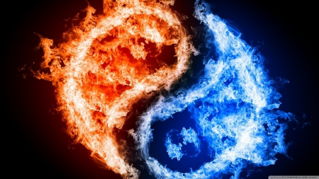 Yin-Yang - Feng Shui, abstract, water, fire, 3D and CG, Yin Yang, HD, wallpaper