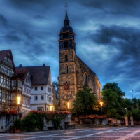 beautiful church square in boeblingen germany hdr