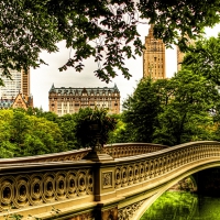 lovely retro bridge in central park nyc hdr