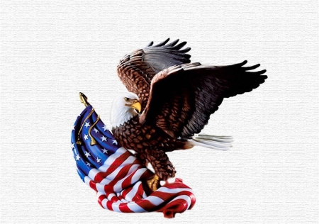 American Eagle - artwork, raptor, stars, flag, Bald Eagle, stripes