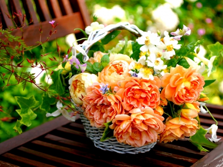 FLOWER BASKET - flowers, basket, orange, nature