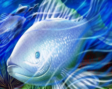 Fish - art, Fish, animals, painting