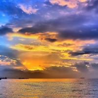 seaside at sunset hdr