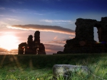 stone ruins under bright sunlight