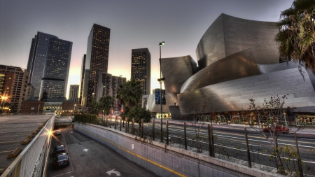 beautiful disney concert hall in los angeles hdr - street, modern, hdr, city, underground, building