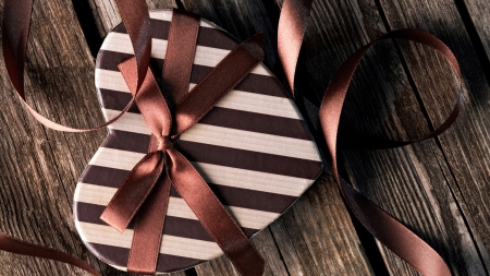 Heart Box - heart, brown, ribbon, box, bow, hearts