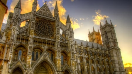 beautiful cathedral hdr - clouds, towers, facade, cathedral, hdr