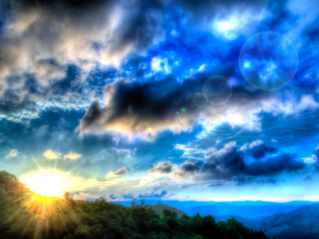 blue sky - clouds, water, blue, light, sky