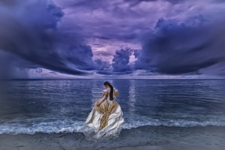 *** Beauty and ocean *** - nature, girl, beauty, ocean, sky