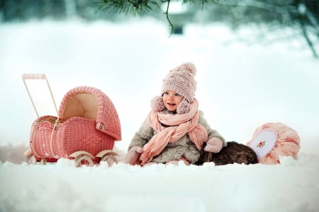 ♥ - pretty, winter, beautiful, snowy, snow, beauty, love, bunny, child, winter time, nature, cold